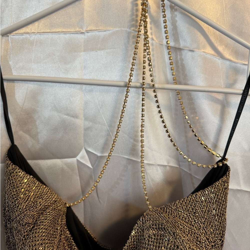 Gunne Sax Gold Backless Dress - Picture 3 of 12